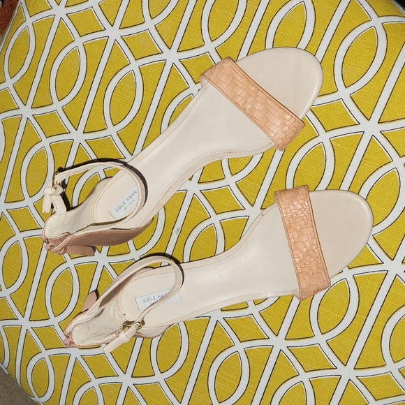 Cole Hann peach nectar genevieve weave wedge sandals size 9 - Picture 1 of 10